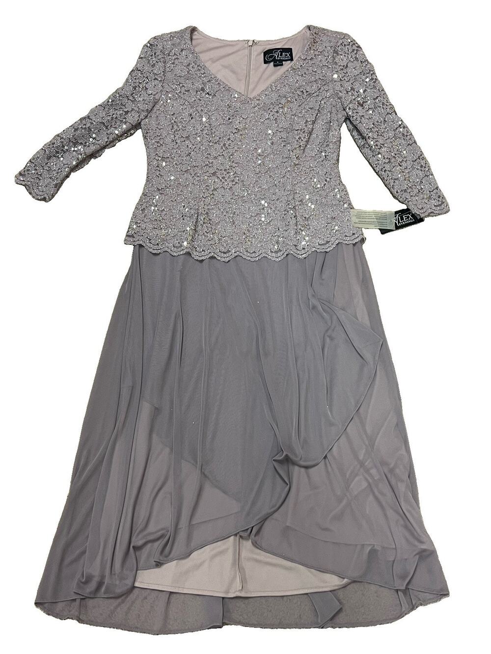 Alex Evenings Size 8 Light Purple Sequin Lace Formal Evening Gown Dress Lined